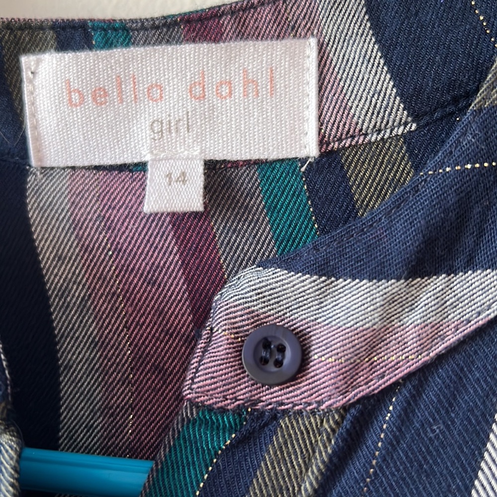 Bella Dahl striped eggplant hue striped shirt dress. Size 14 soft rayon - Picture 6 of 8